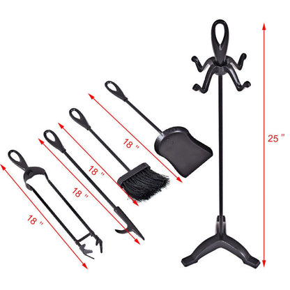5 Pieces Stylish Iron Fireplace Tools Set