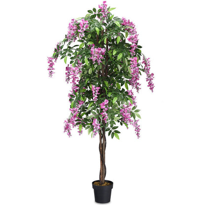 6-Feet Artificial Wisteria Silk Indoor-Outdoor Tree with Adjustable Tree Branche