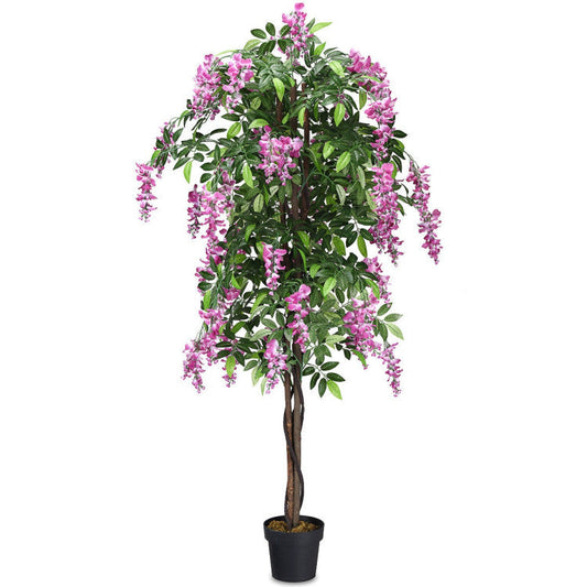 6-Feet Artificial Wisteria Silk Indoor-Outdoor Tree with Adjustable Tree Branche