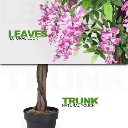 6-Feet Artificial Wisteria Silk Indoor-Outdoor Tree with Adjustable Tree Branche