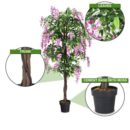 6-Feet Artificial Wisteria Silk Indoor-Outdoor Tree with Adjustable Tree Branche