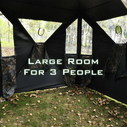 3 Person Portable Pop-Up Ground Tent with Gun Ports and Carrying Bag