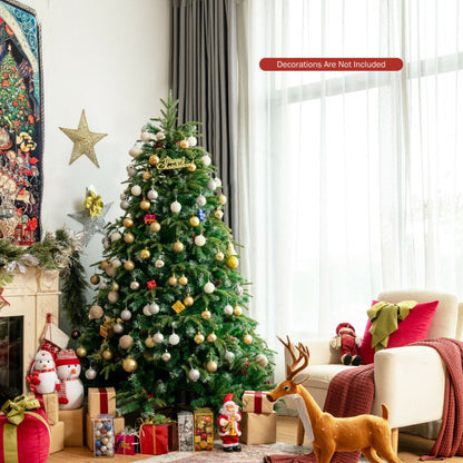 Pre-Lit Snowy Christmas Hinged Tree with Flash Modes and Multi-Color Lights