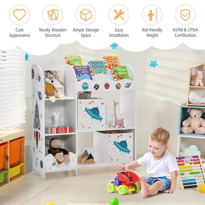 Wooden Storage Cabinet with Storage Bins for Children