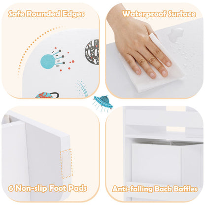 Wooden Storage Cabinet with Storage Bins for Children