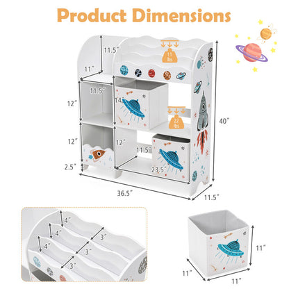Wooden Storage Cabinet with Storage Bins for Children