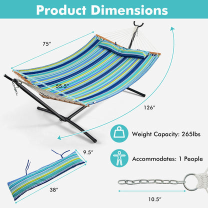 Patio Hammock Foldable Swing Chair Bed with Detachable Pillow