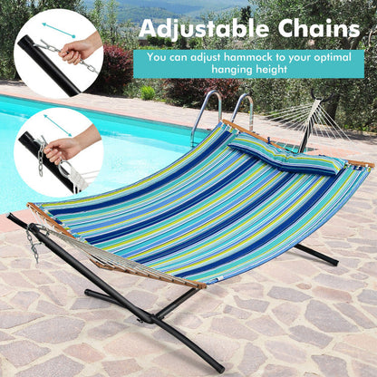 Patio Hammock Foldable Swing Chair Bed with Detachable Pillow
