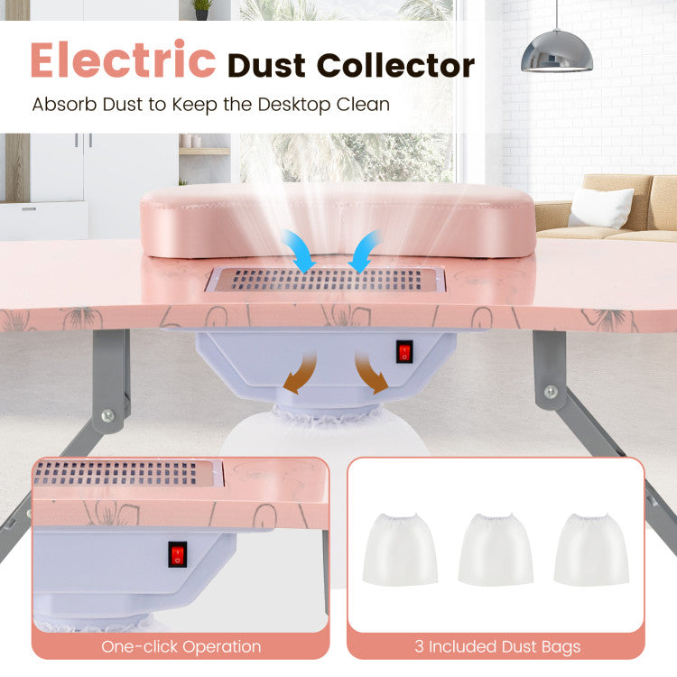 Manicure Nail Table with Bendable USB-plug LED Table Lamp