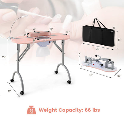 Manicure Nail Table with Bendable USB-plug LED Table Lamp