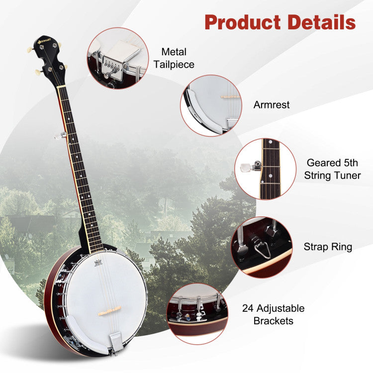 5-String Geared Tunable Banjo with case