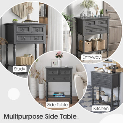 Narrow Entryway Console Table with 3 Storage Drawers and Open Bottom Shelf