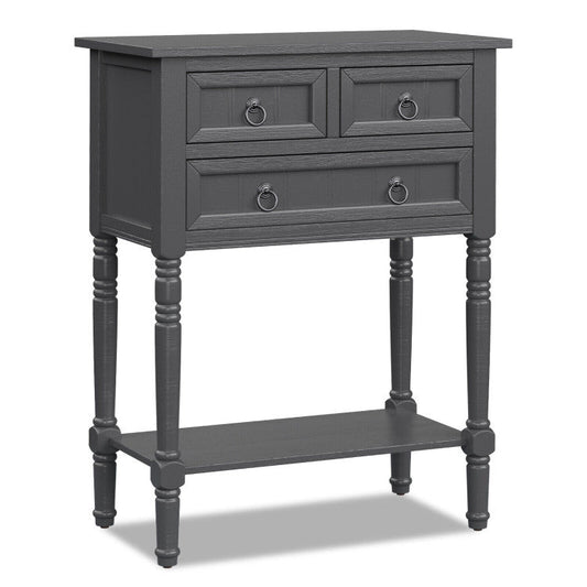 Narrow Entryway Console Table with 3 Storage Drawers and Open Bottom Shelf
