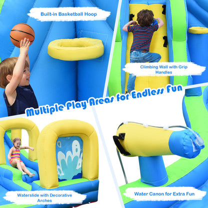 Inflatable Water Slide Kids Bounce House with Water Cannons and Hose Without Blower