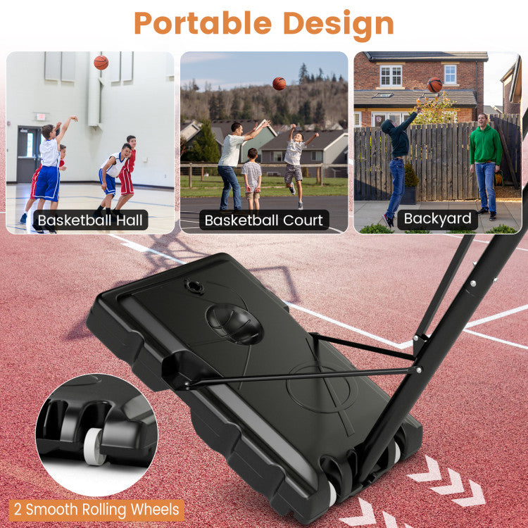 Portable Basketball Hoop with 4.6 to 10 Feet 10-Level Height Adjustable