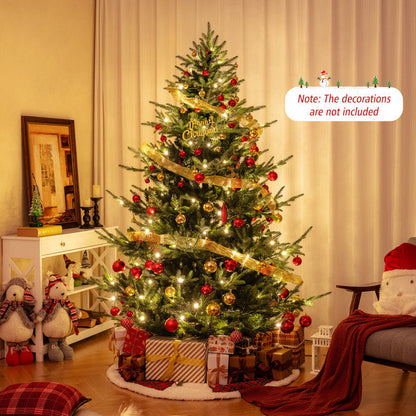 6/7/8 Feet Pre-Lit Artificial Christmas Tree with Warm White LED Lights and Branch Tips