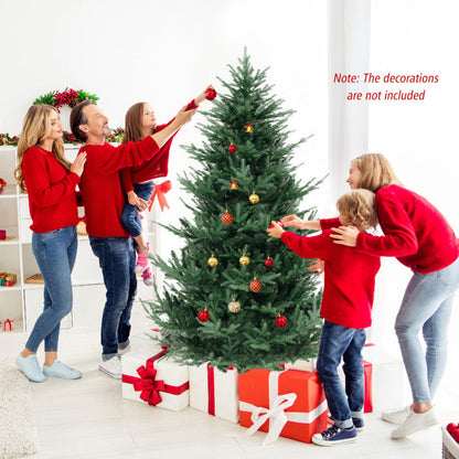 6/7/8 Feet Pre-Lit Artificial Christmas Tree with Warm White LED Lights and Branch Tips