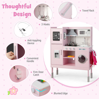 Pretend Play Kitchen with 16 Pieces Accessories for Kids