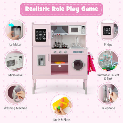 Pretend Play Kitchen with 16 Pieces Accessories for Kids