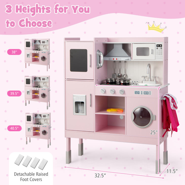 Pretend Play Kitchen with 16 Pieces Accessories for Kids