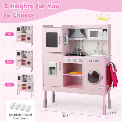 Pretend Play Kitchen with 16 Pieces Accessories for Kids