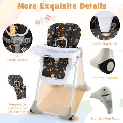 3-In-1 Convertible Baby High Chair with 7 Heights and Double Food Tray
