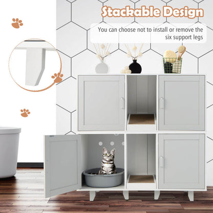 Patented 2-Door Cat Litter Box Enclosure with Winding Entry and Scratching Board
