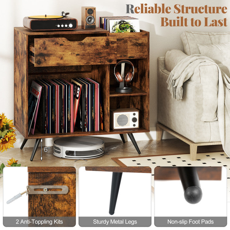 Record Player Stand with Power Outlet
