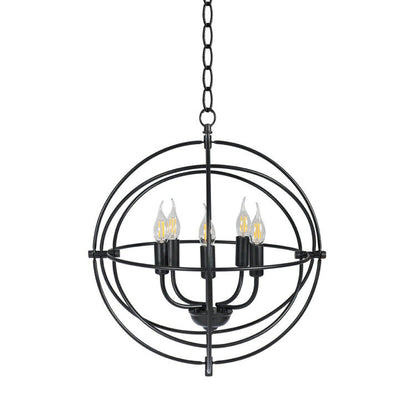 20 Inch 5 Lights Metal Chandelier with Pivoting Interlocking Rings
