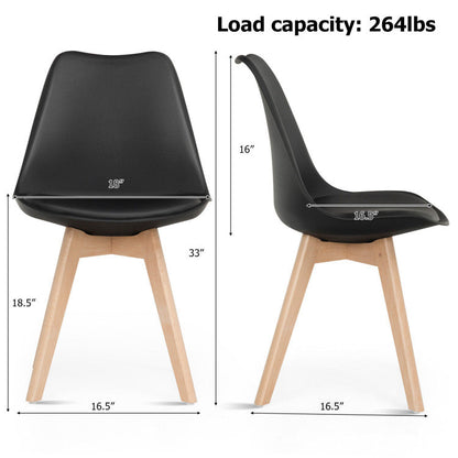 Set of 4 Modern High Backrest Dining Chairs with Wooden Legs