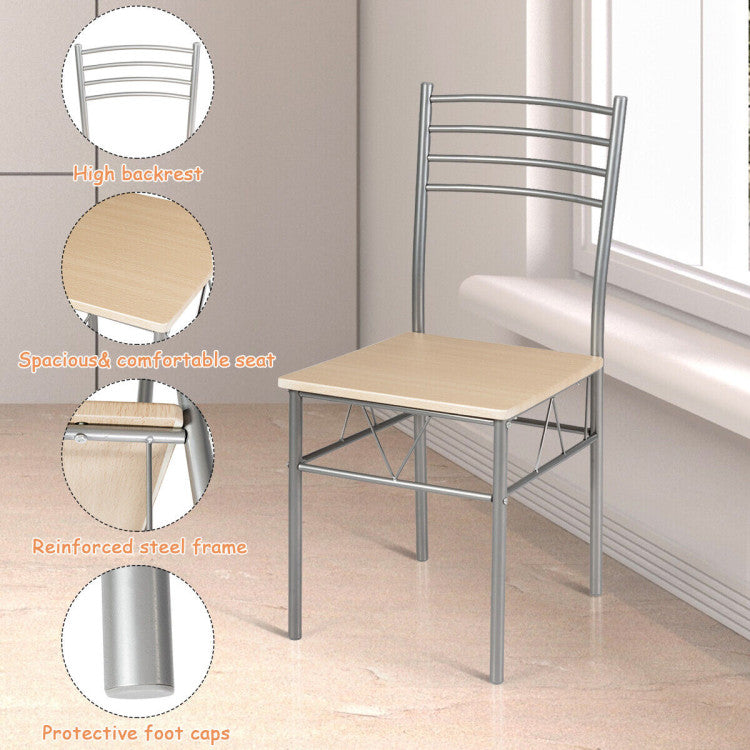 5 Pieces Dining Set Glass Table and 4 Chairs