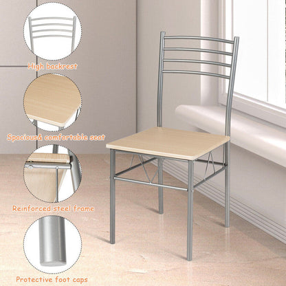 5 Pieces Dining Set Glass Table and 4 Chairs