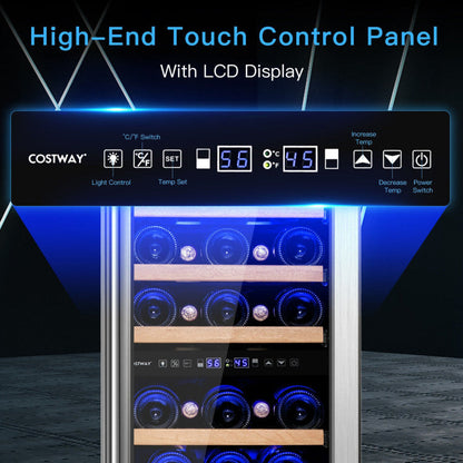 30-Bottle Freestanding Wine Cooler with Temp Memory and Dual Zones
