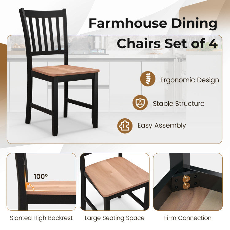 Set of 4 Dining Chair Spindle Back Wooden Legs
