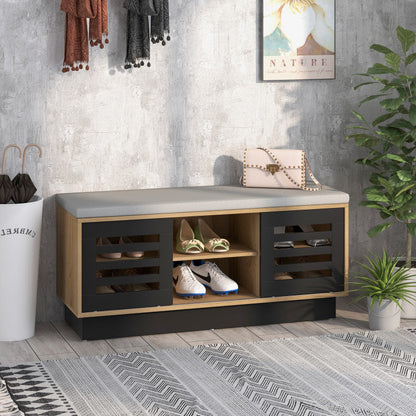 Shoe Storage Bench with 6 Compartments and 3 Adjustable Shelves