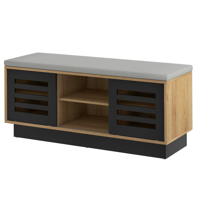 Shoe Storage Bench with 6 Compartments and 3 Adjustable Shelves
