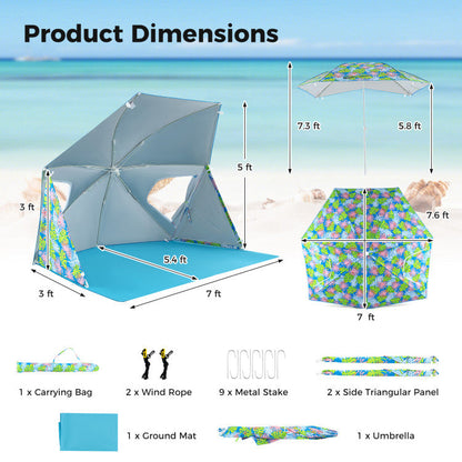 UPF50+ Sun Protection Beach Umbrella Tent with Portable Carrying Bag
