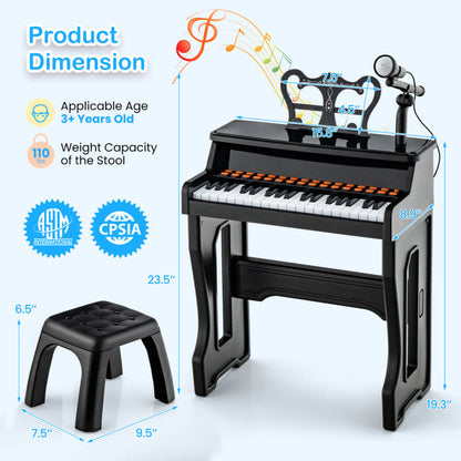 37 Keys Music Piano with Microphone Kids Piano Keyboard with Detachable Music Stand
