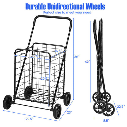 Portable Folding Shopping Cart Utility for Grocery Laundry