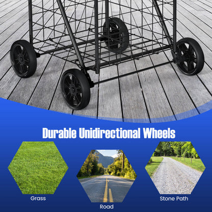 Portable Folding Shopping Cart Utility for Grocery Laundry