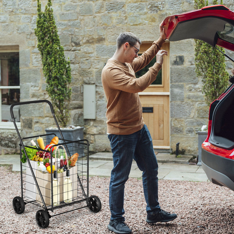 Portable Folding Shopping Cart Utility for Grocery Laundry