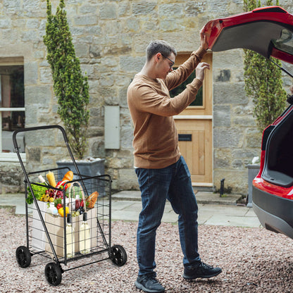 Portable Folding Shopping Cart Utility for Grocery Laundry