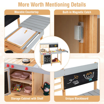 Outdoor Kid's Mud Kitchen Set with Detachable Water Box for Toddlers Over 3