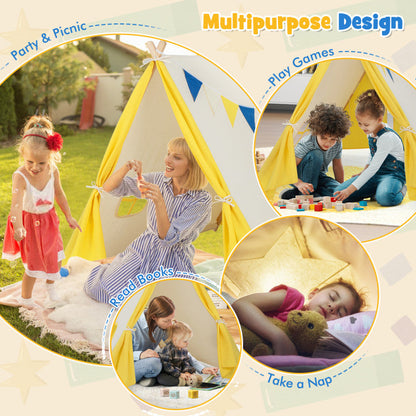 Kids Play Tent with Solid Wood Frame Holiday Birthday Gift & Toy for Boys & Girls