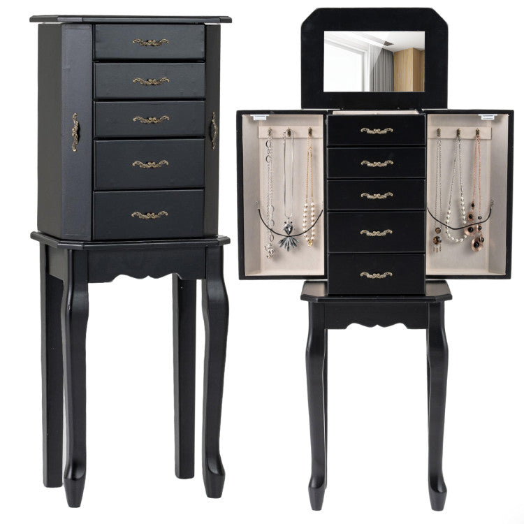 Standing Jewelry Box with 4 Drawers and 2 Side Doors