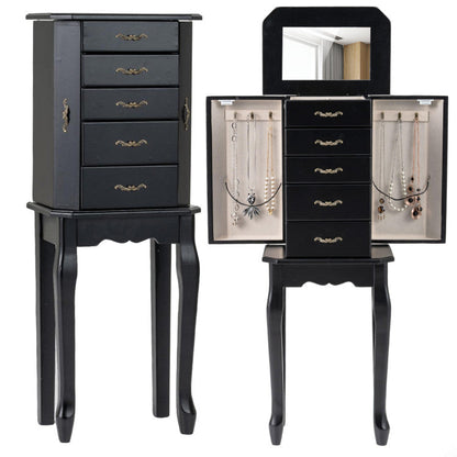 Standing Jewelry Box with 4 Drawers and 2 Side Doors