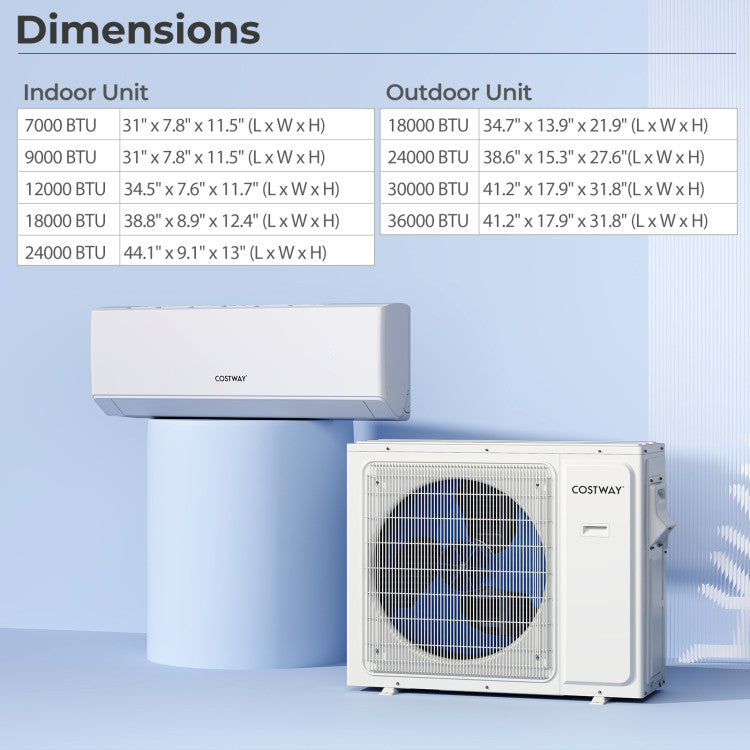 UltrEco Series 24000 BTU 3 Zone 23 SEER2 Mini Split Air Conditioner Wifi Enabled with Heat Pump