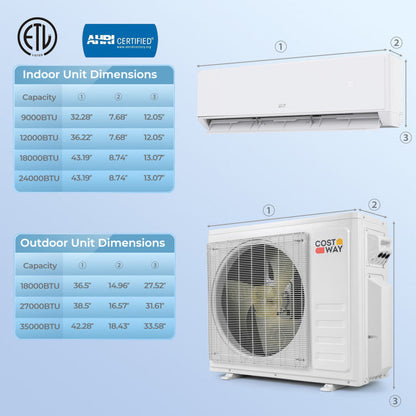 X-Pro 18000 BTU 2 Zone 24 SEER2 Mini Split AC with Heat Pump