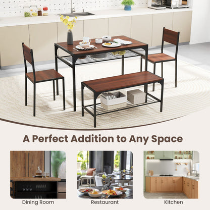 Industrial Style Rectangular Kitchen Table with Bench and Chairs